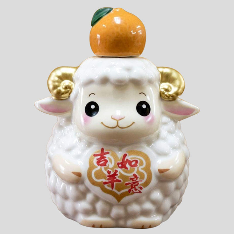 歐文瓷 吉羊如意 羊造型瓷瓶